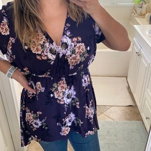 Torrid Floral Hi-Low Tunic in purple Size 1